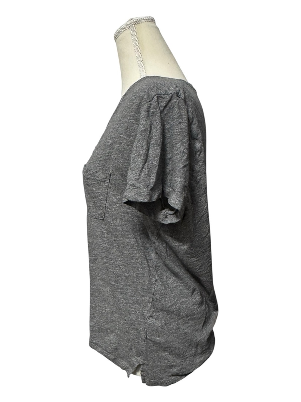 089 MADEWELL Women's Whisper Cotton V-Neck Pocket Tee- Grey, Large - Picture 4 of 9